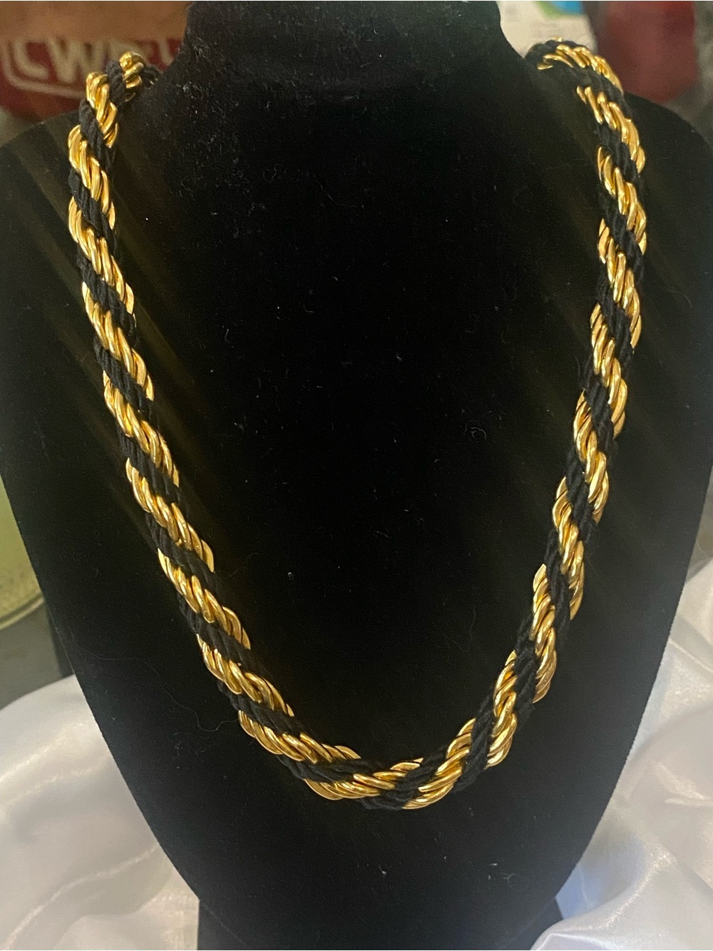Twisted Rope Necklace in Gold and Black - Elegant Women's Jewelry